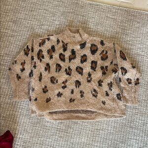 Leopard Print Fuzzy Sweater. Size XL